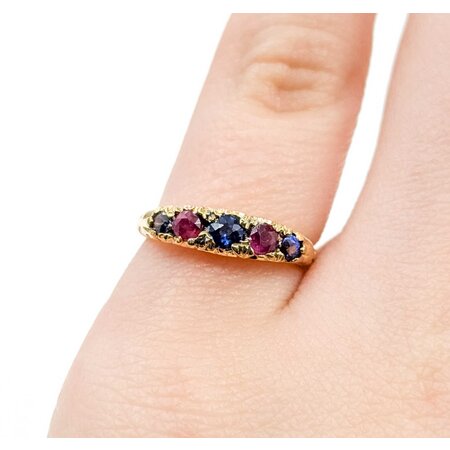 Ring .25ctw Blue Sapphire .18ctw Ruby 14ky 4.2mm Sz3.75 2.7g 225040083