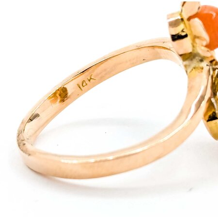 Ring Double Flower 4.8mm Coral 14ky 18mm Sz7.5 4.6g 225040070