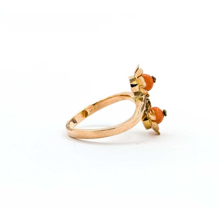 Ring Double Flower 4.8mm Coral 14ky 18mm Sz7.5 4.6g 225040070