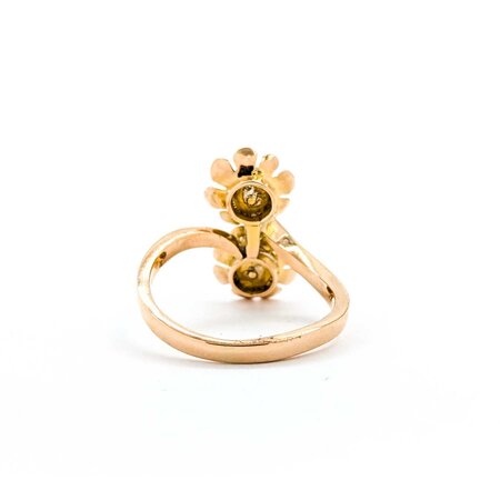 Ring Double Flower 4.8mm Coral 14ky 18mm Sz7.5 4.6g 225040070