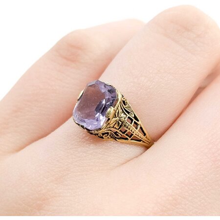 Ring Filigree 2ct Light Purple Amethyst 14ky 9.7x9mm Sz5.25 2g 225040075
