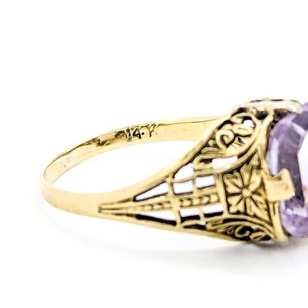 Ring Filigree 2ct Light Purple Amethyst 14ky 9.7x9mm Sz5.25 2g 225040075