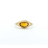  Ring Bezel Set Filigree 1ct Cabochon Citrine 14ky 7.5mm Sz6.5 1.5g 225040097