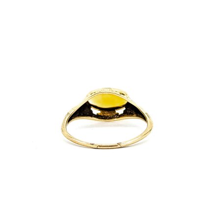 Ring Bezel Set Filigree 1ct Cabochon Citrine 14ky 7.5mm Sz6.5 1.5g 225040097
