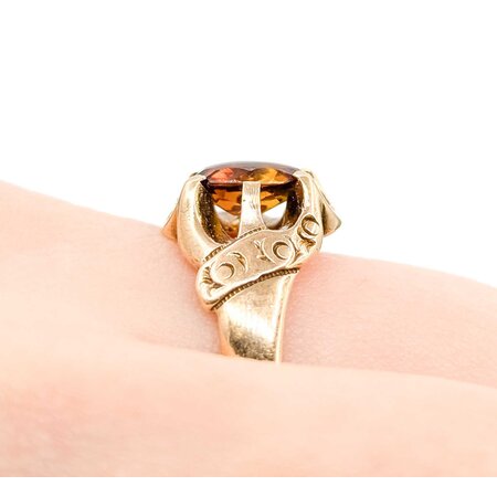 Ring Solitaire 1.75ct Cabochon Citrine 10ky 12.7mm Sz9.5 5.1g 225040079