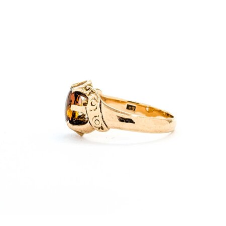 Ring Solitaire 1.75ct Cabochon Citrine 10ky 12.7mm Sz9.5 5.1g 225040079