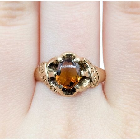 Ring Solitaire 1.75ct Cabochon Citrine 10ky 12.7mm Sz9.5 5.1g 225040079
