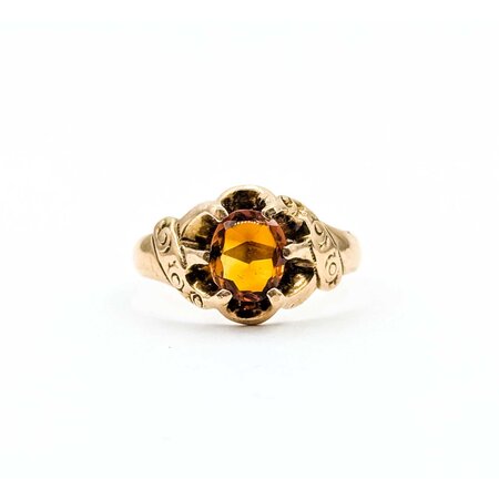 Ring Solitaire 1.75ct Cabochon Citrine 10ky 12.7mm Sz9.5 5.1g 225040079