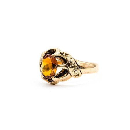 Ring Solitaire 1.75ct Cabochon Citrine 10ky 12.7mm Sz9.5 5.1g 225040079