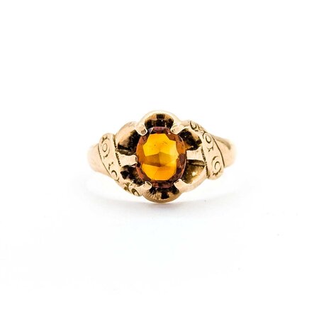 Ring Solitaire 1.75ct Cabochon Citrine 10ky 12.7mm Sz9.5 5.1g 225040079