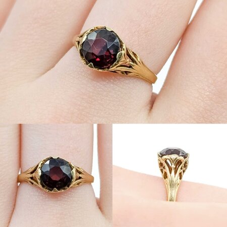 Ring Filigree 1.25ct Garnet 10ky Sz6.5 2.5g 225040067