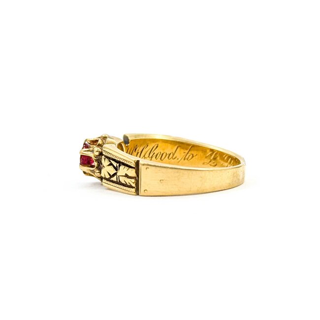 Ring Milgrain .31ct Ruby 18ky 6mm Sz7 5.2g 125040049