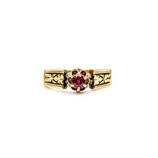 Ring Milgrain .31ct Ruby 18ky 6mm Sz7 5.2g 125040049