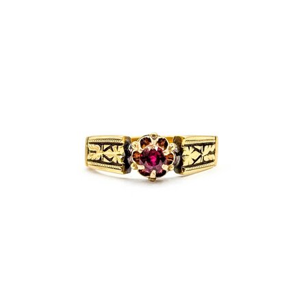 Ring Milgrain .31ct Ruby 18ky 6mm Sz7 5.2g 125040049