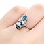 Ring Filigree .02ctw Round Diamond 5ctw Blue Zircon 14kw 17.5x8mm Sz5 2.5g 125040048