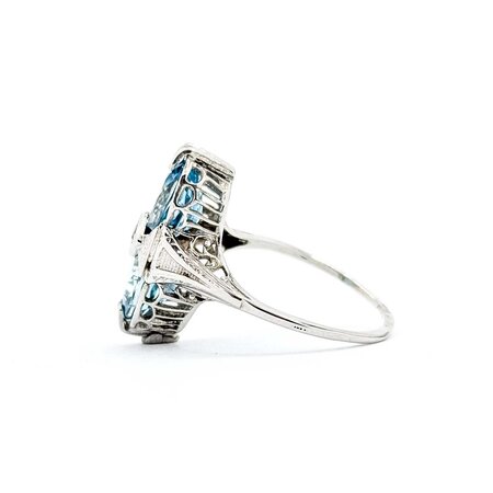Ring Filigree .02ctw Round Diamond 5ctw Blue Zircon 14kw 17.5x8mm Sz5 2.5g 125040048