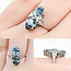 Ring Filigree .02ctw Round Diamond 5ctw Blue Zircon 14kw 17.5x8mm Sz5 2.5g 125040048