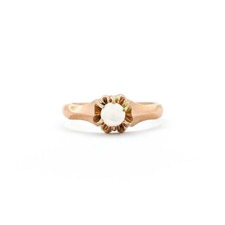 Ring Solitaire .25ct Cabochon Opal 10ky 6.5mm Sz5.25 1.9g 225040096