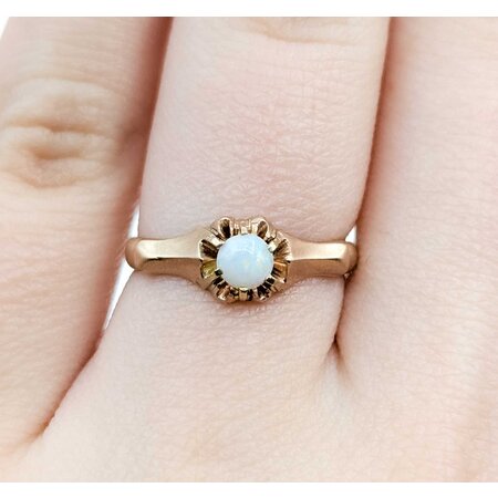 Ring Solitaire .25ct Cabochon Opal 10ky 6.5mm Sz5.25 1.9g 225040096