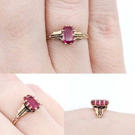 Ring Solitaire .81ct Ruby 14ky 7mm Sz5.5 1.1g 225040091