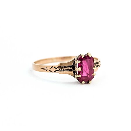 Ring Solitaire .81ct Ruby 14ky 7mm Sz5.5 1.1g 225040091