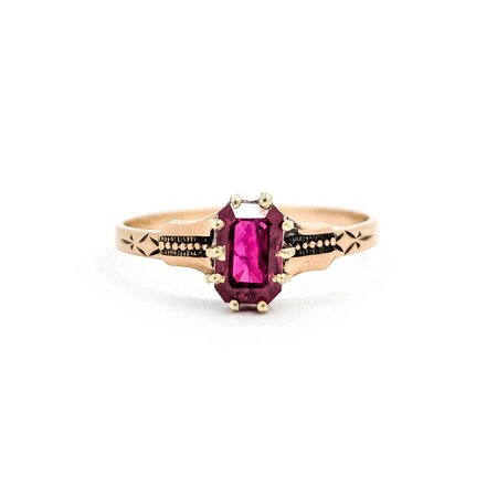 Ring Solitaire .81ct Ruby 14ky 7mm Sz5.5 1.1g 225040091