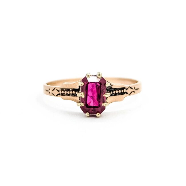 Ring Solitaire .81ct Ruby 14ky 7mm Sz5.5 1.1g 225040091