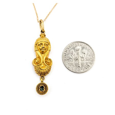 Pendant Egyptian Revival .04ct Emerald 18ky/14ky 16.5" 1.6x.4" 4.6g 225040065