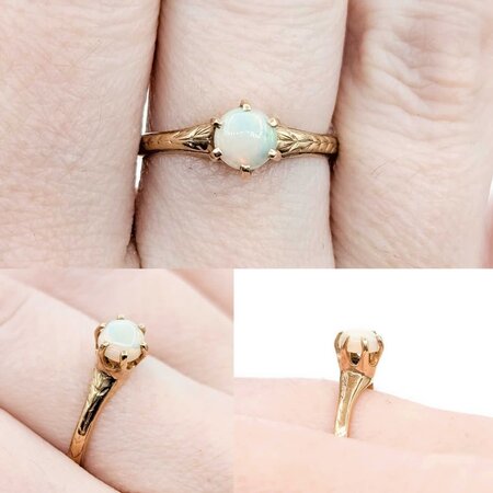 Ring Solitaire .40ct Cabochon Opal 10ky 2.25mm Sz7 2.1g 225040088