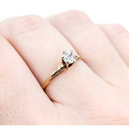 Ring Solitaire .40ct Old Euro Cut Diamond 14ky 2mm Sz7 1.8g 225040094