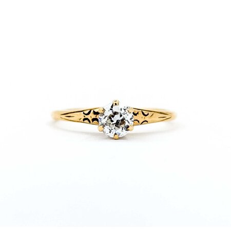 Ring Solitaire .40ct Old Euro Cut Diamond 14ky 2mm Sz7 1.8g 225040094