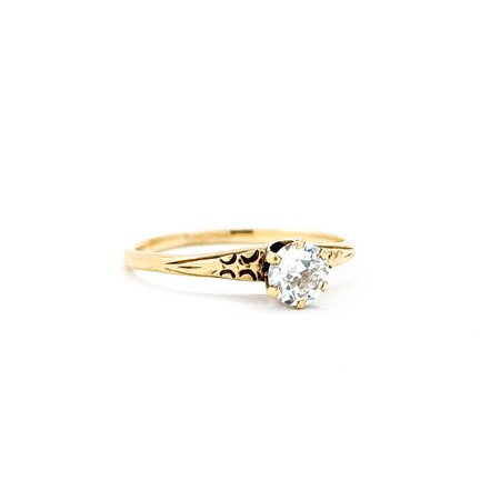 Ring Solitaire .40ct Old Euro Cut Diamond 14ky 2mm Sz7 1.8g 225040094