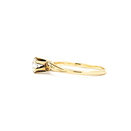 Ring Solitaire .40ct Old Euro Cut Diamond 14ky 2mm Sz7 1.8g 225040094