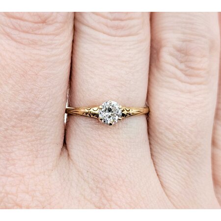 Ring Solitaire .40ct Old Euro Cut Diamond 14ky 2mm Sz7 1.8g 225040094