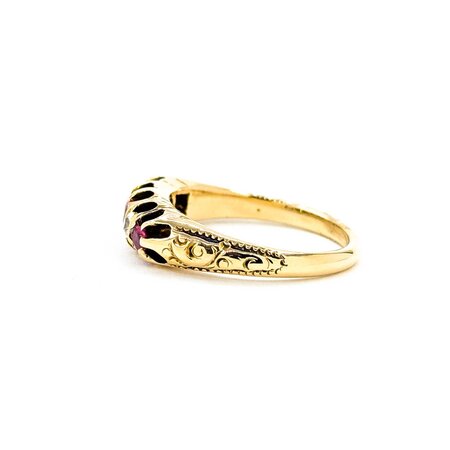 Ring .12ctw Mine Cut Diamonds .2ctw Ruby 10ky 5.6mm Sz7.75 4.4g 225040084