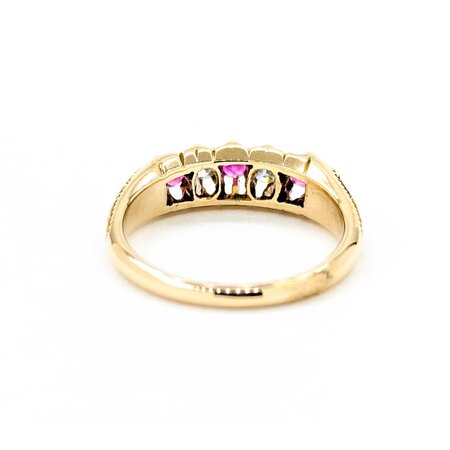 Ring .12ctw Mine Cut Diamonds .2ctw Ruby 10ky 5.6mm Sz7.75 4.4g 225040084