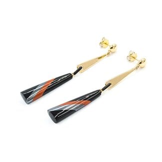 Earrings Dangle Onyx & Enamel 14ky 3x.3" 10.7g 225040100