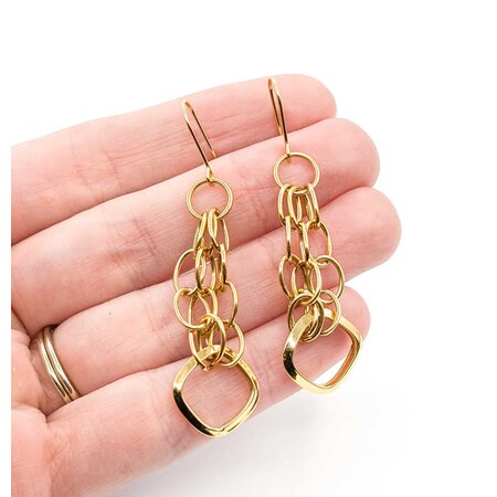 Earrings Dangle Rings 14ky 60x15mm 2.62g 225040121