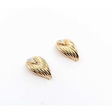  Earrings Modern Shell Stud .02ctw Round Diamonds 14ky 16x9.75mm 2g 125040039
