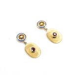  Earrings Bezel Set Drop .30ctw Ruby White & Blue Enamel 18ky/22ky 1x.5" 4.8g 225040106