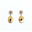 Earrings Bezel Set Drop .30ctw Ruby White & Blue Enamel 18ky/22ky 1x.5" 4.8g 225040106
