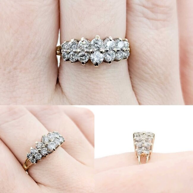 Ring 2 Row .75ctw Round Diamonds 14ky 8mm Sz5 3.10g 225040055