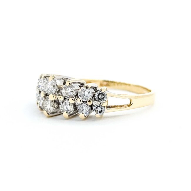 Ring 2 Row .75ctw Round Diamonds 14ky 8mm Sz5 3.10g 225040055