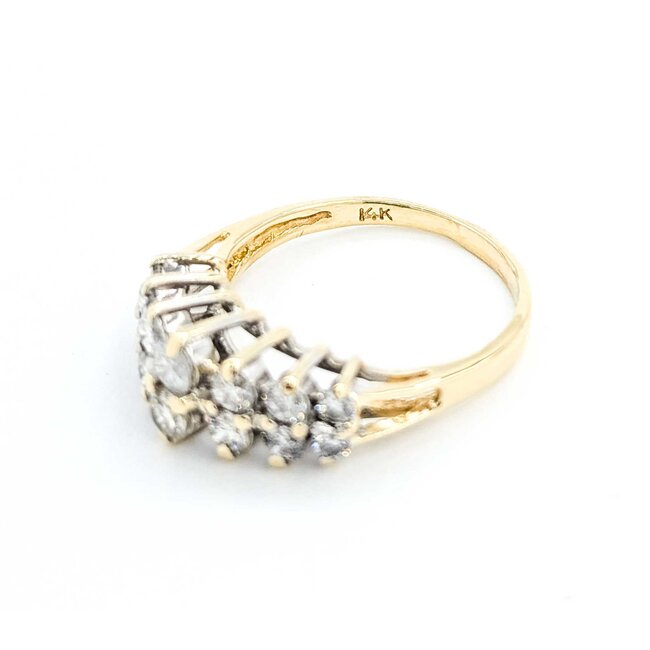 Ring 2 Row .75ctw Round Diamonds 14ky 8mm Sz5 3.10g 225040055