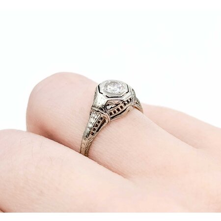 Ring Antique Early 20th Century .20ct Euro Cut Diamond 14kw sz6.5 124060761