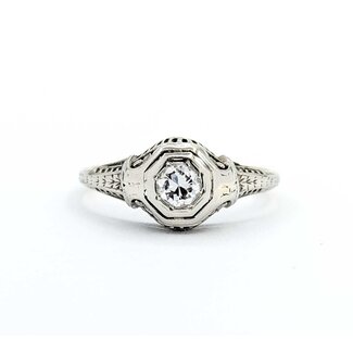 Ring Antique Early 20th Century .20ct Euro Cut Diamond 14kw sz6.5 124060761