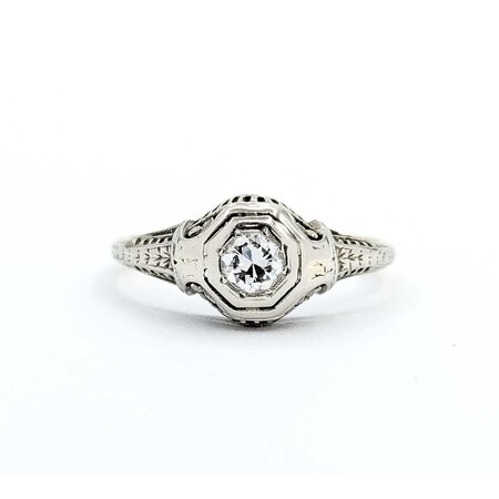 Ring Antique Early 20th Century .20ct Euro Cut Diamond 14kw sz6.5 124060761
