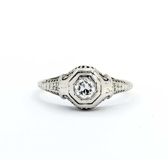 Ring Antique Early 20th Century .20ct Euro Cut Diamond 14kw sz6.5 124060761
