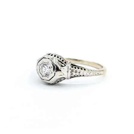 Ring Antique Early 20th Century .20ct Euro Cut Diamond 14kw sz6.5 124060761