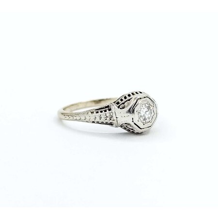 Ring Antique Early 20th Century .20ct Euro Cut Diamond 14kw sz6.5 124060761